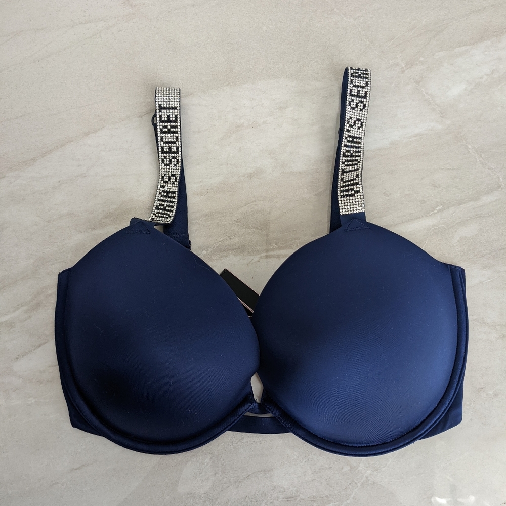 Victoria Secret Very Sexy Push Up Bra Blue Rhinestone